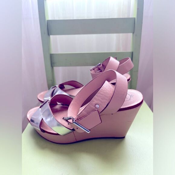 TED BAKER wedge heels; leather & silver; Size 38 - Picture 4 of 12